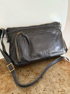 margot New York Black Leather Crossbody Shoulder Bag Purse
